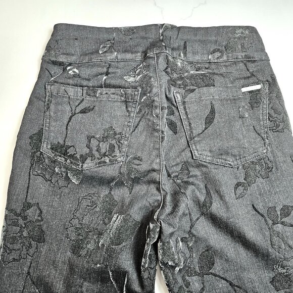 Joseph Ribkoff Quiet Luxury Tonal Floral Textured Charcoal Gray Jeans 4 - Picture 6 of 12